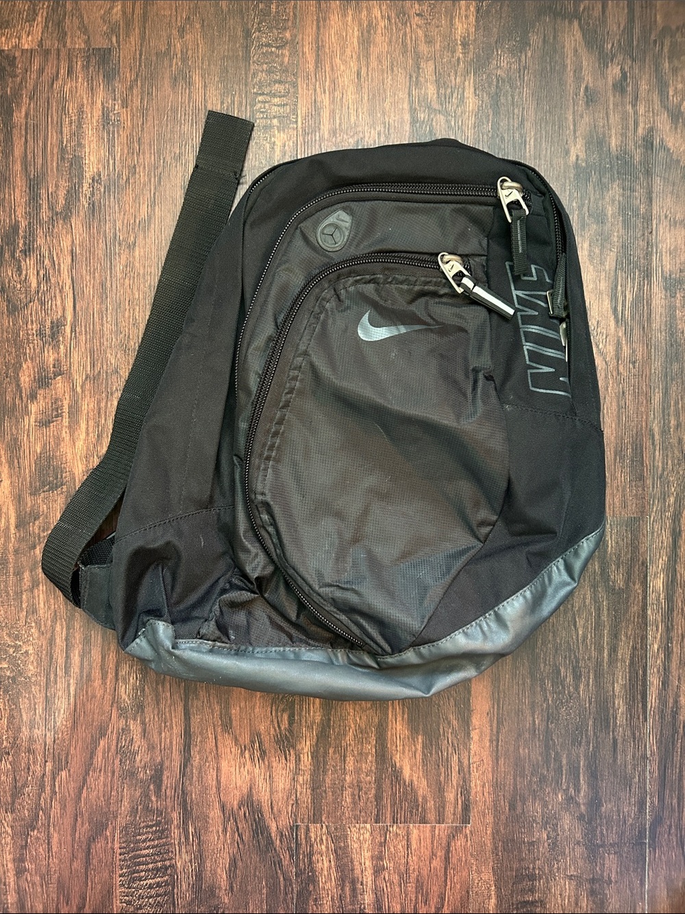 Nike Black Crossbody Sling Bag with Silver Accents